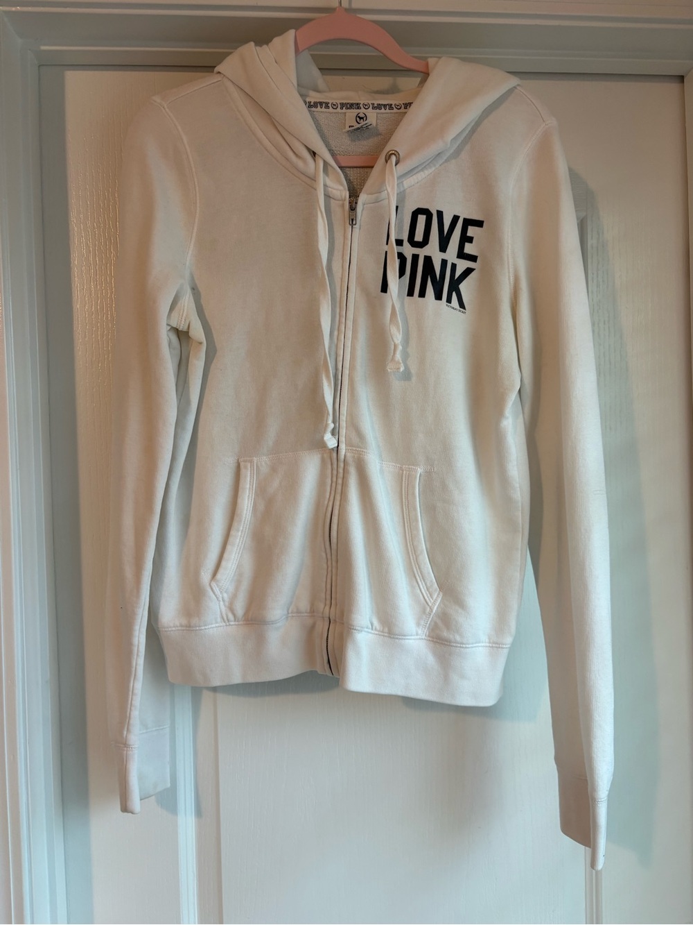 Vintage Victoria's Secret PINK Cream White Logo Hoodie